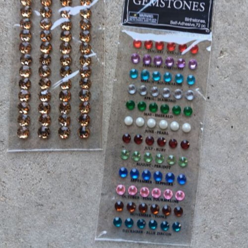 SET OF 2 THE PAPER STUDIO GEMSTONES STICKERS 3D -Birthstones & Leopard
